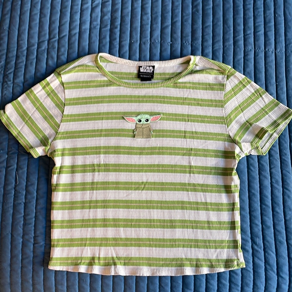 Grogu striped baby tee